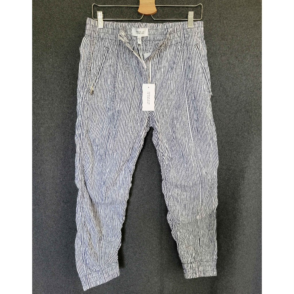 Nwt 10 Crosby Derek Lam Kina Utility Blue & White Striped Jogger Pants Women’s 8